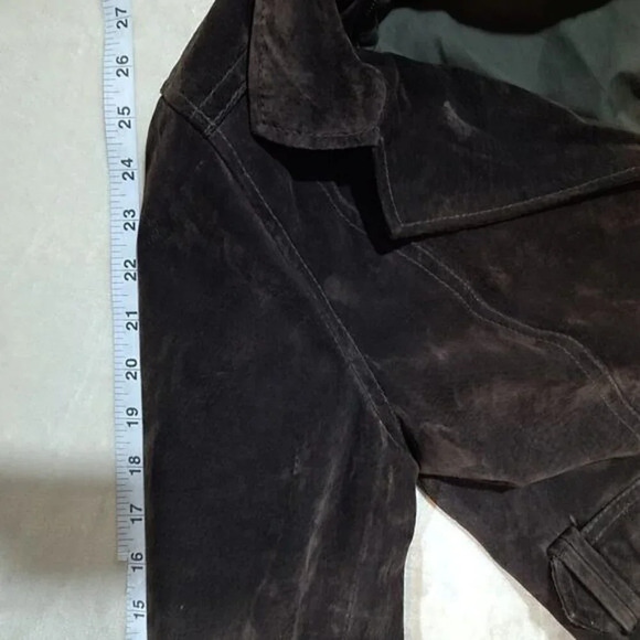 Cruze Brown Suede Leather Jacket with Removable Hoody - Size Large - Picture 11 of 13